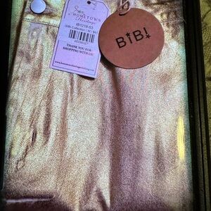 New bibi white washed metallic gold pants